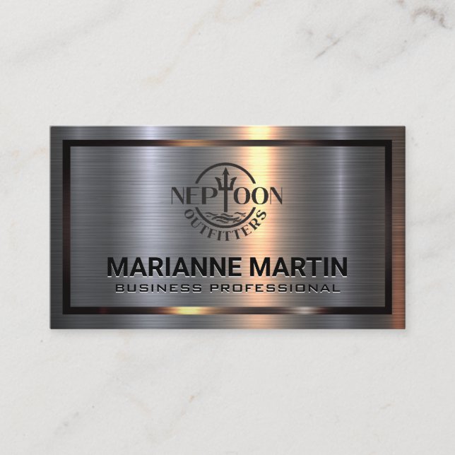 Metal Aluminium Brushed | Metallic Border  Business Card (Front)