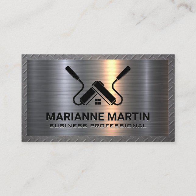 Metal Aluminium | Paint Rollers | Steel Pattern Business Card (Front)