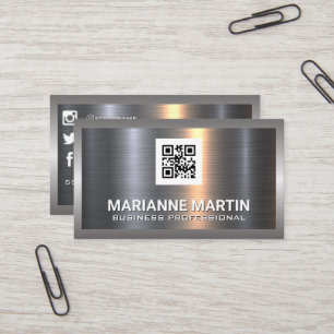Metal Aluminium   qr code   Social Media Icons Business Card