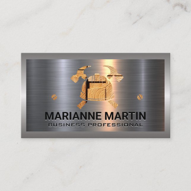 Metal Aluminium Silver Brushed | Bull Dozer Busine Business Card (Front)