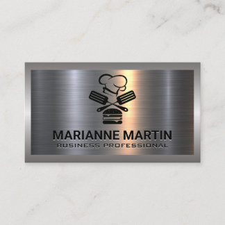 Metal Aluminium Silver Brushed | Chef Logo Business Card