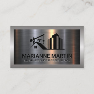 Metal Aluminium Silver Brushed   Construction Business Card