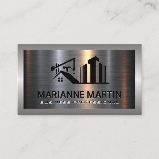 Metal Aluminium Silver Brushed | Construction Business Card