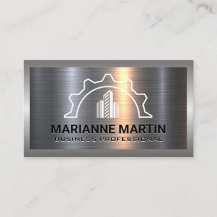 Metal Aluminium Silver Brushed   Construction Gear Business Card