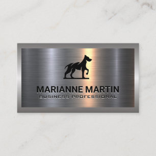 Metal Aluminium Silver Brushed   Dog Logo Business Card