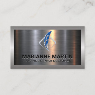 Metal Aluminium Silver Brushed   Feather Logo Business Card