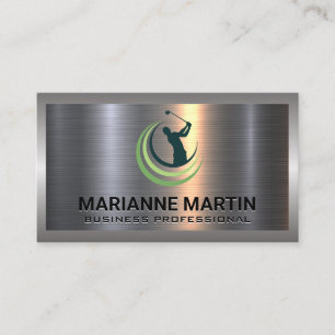 Metal Aluminium Silver Brushed Golf Logo Business Card