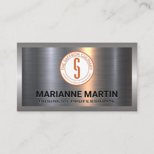 Metal Aluminium Silver Brushed   Industrial Border Business Card