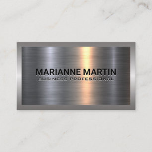 Metal Aluminium Silver Brushed   Industrial Border Business Card