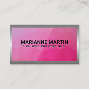 Metal Aluminium Silver Brushed   Magenta Geometric Business Card