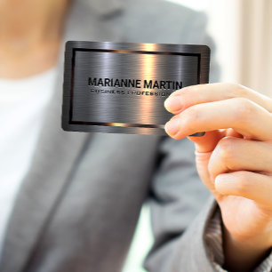 Metal Aluminium Silver Brushed   Metallic Border  Business Card