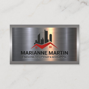 Metal Aluminium Silver Brushed   Real Estate Logo Business Card