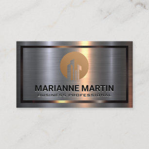 Metal Aluminium Silver Brushed   Real Estate Logo Business Card