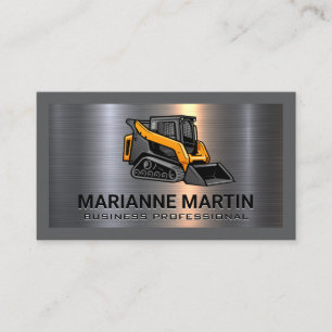 Metal Aluminium Silver Brushed   Skid Steer  Business Card