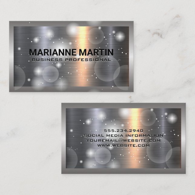 Metal Aluminium Silver Brushed | Sparkle Business Card (Front/Back)