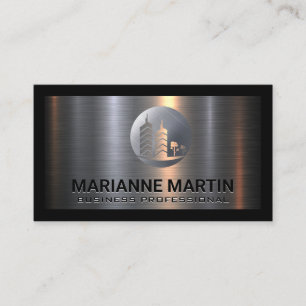 Metal Aluminium Silver   Commercial Building Logo Business Card