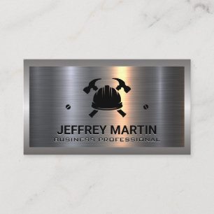 Metal Aluminium Silver   Hard Hat and Hammers Business Card