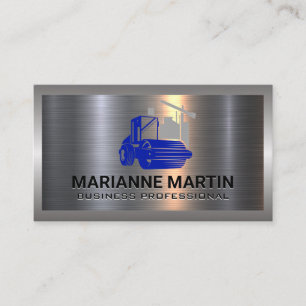 Metal Aluminium Steam Roller Construction Business Card