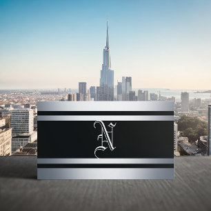 Metal and Black Strips Business Card