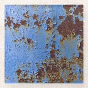 Metal and blue paint texture. glass coaster