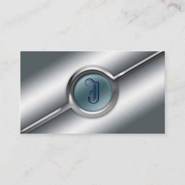 Metal And Glass Business Card Monogram Template (Front)