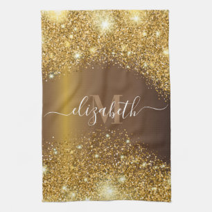 Metal and Golden Glitter Tea Towel