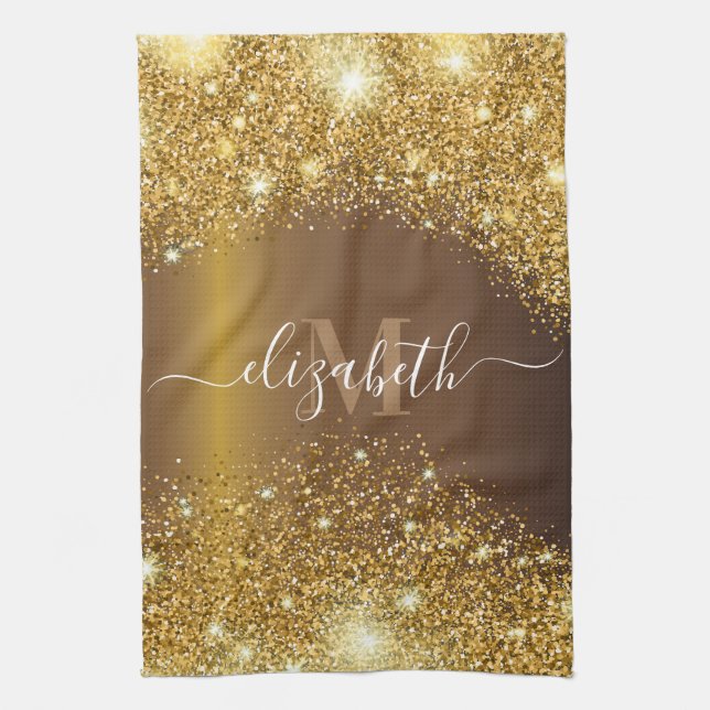 Metal and Golden Glitter Tea Towel (Vertical)