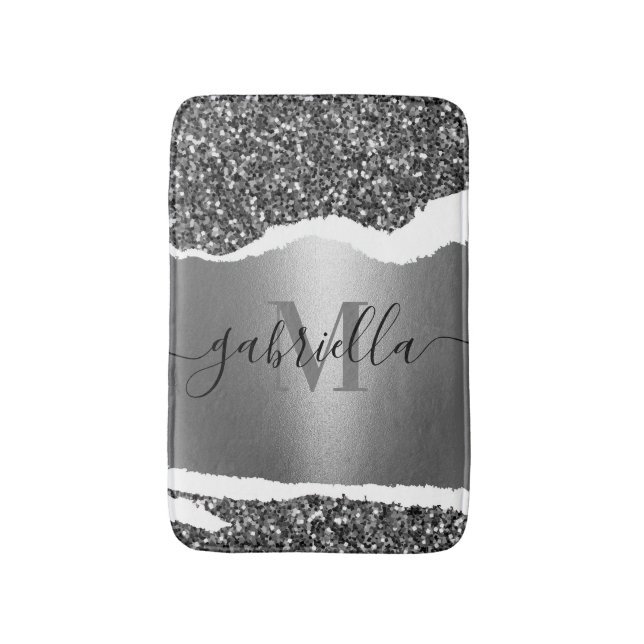 Metal and Silver Glitter Bath Mat (Front Vertical)