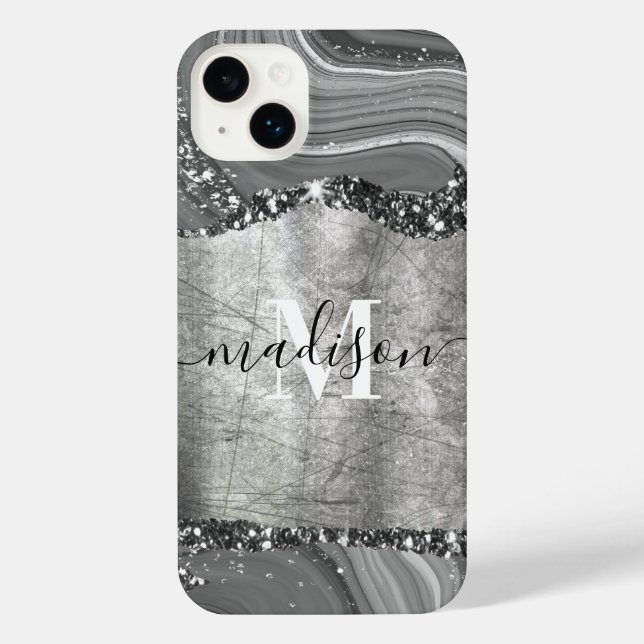Metal and Silver Marble iPhone Case (Back)