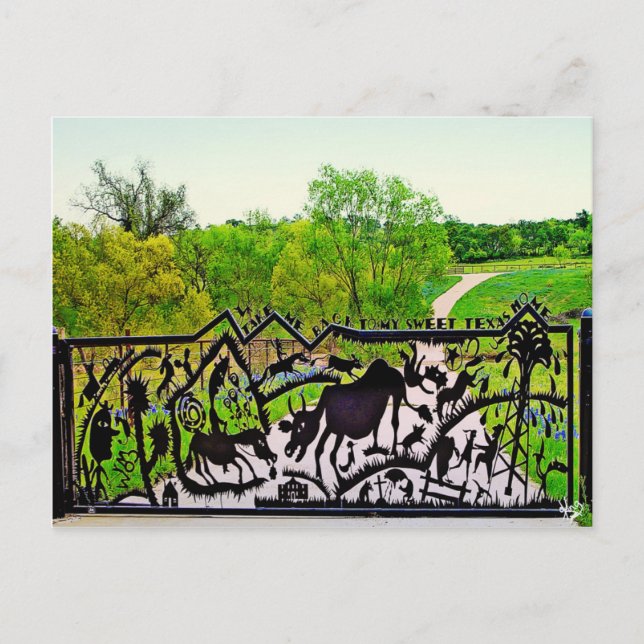 Metal Art Gate On Willow City Loop, TX Postcard (Front)