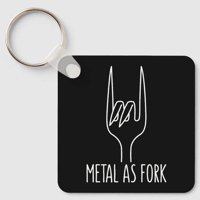 Metal as Fork Funny Rock On Kitchen Design Key Ring (Front)