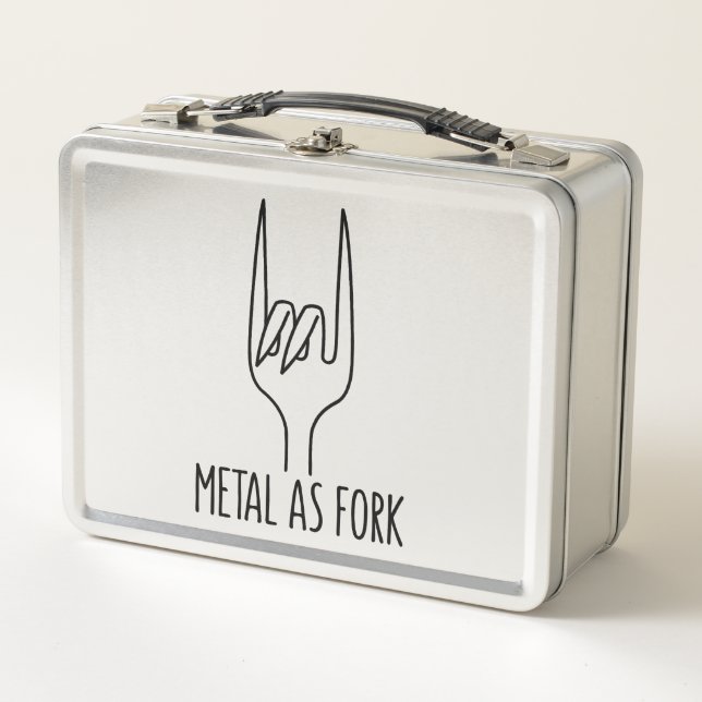 Metal as Fork Funny Rock On Kitchen Design Lunch Box (Front)