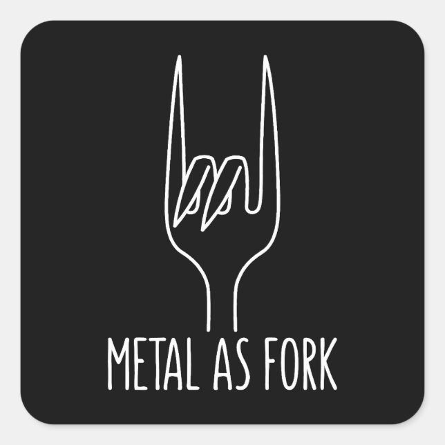 Metal as Fork Funny Rock On Kitchen Design Square Sticker (Front)