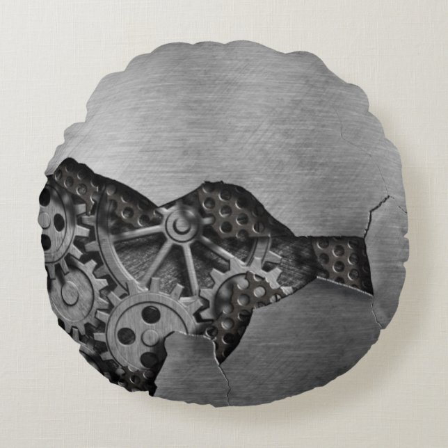 Metal background with mechanical damage round cushion (Front)
