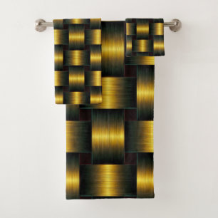 Metal Black Gold Bath Towel Set