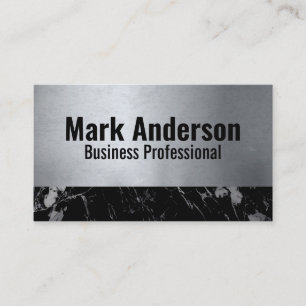 Metal Black Marble Trim Business Card