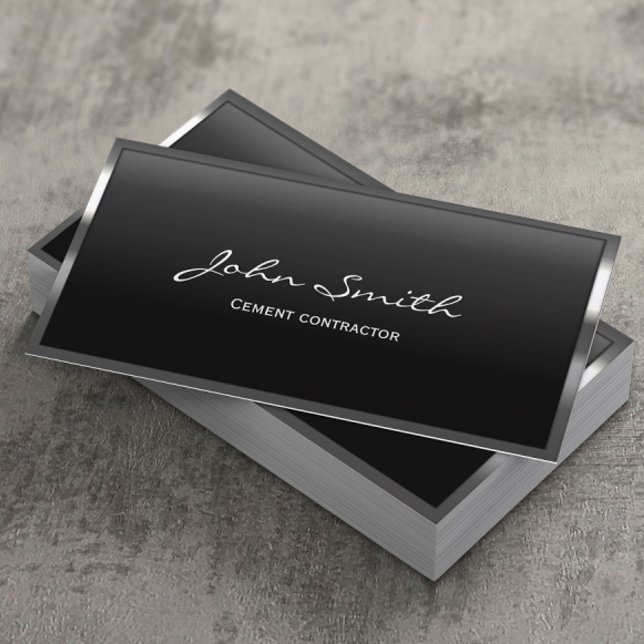 Metal Border Cement Contractor Business Card (Creator Uploaded)