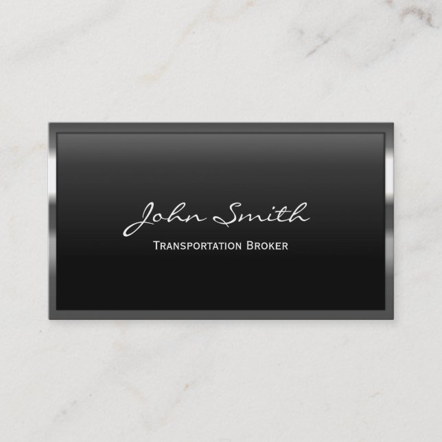 Metal Border Transportation Broker Business Card (Front)