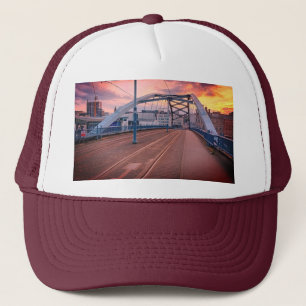 Metal bridge trucker hat