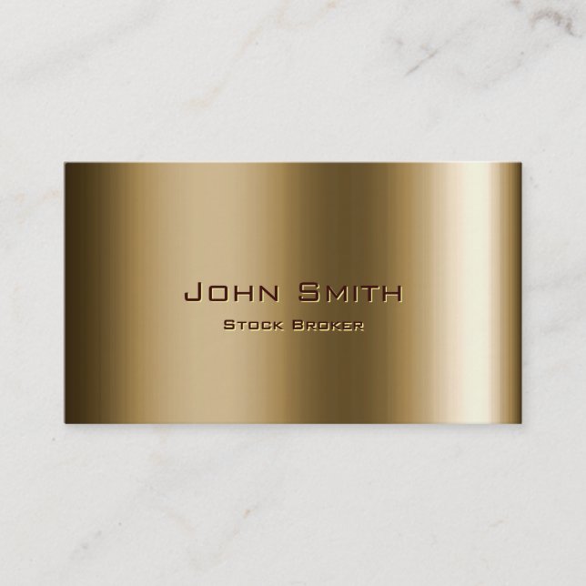 Metal Bronze Stock Broker Business Card (Front)