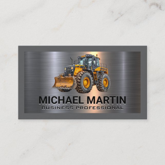 Metal Brushed | Construction Vehicle Business Card (Front)