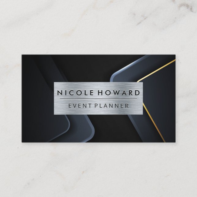 Metal Brushed Frame | Abstract Industrial Business Card (Front)