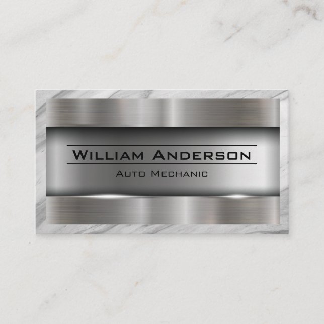 Metal Brushed | Marble Border Business Card (Front)