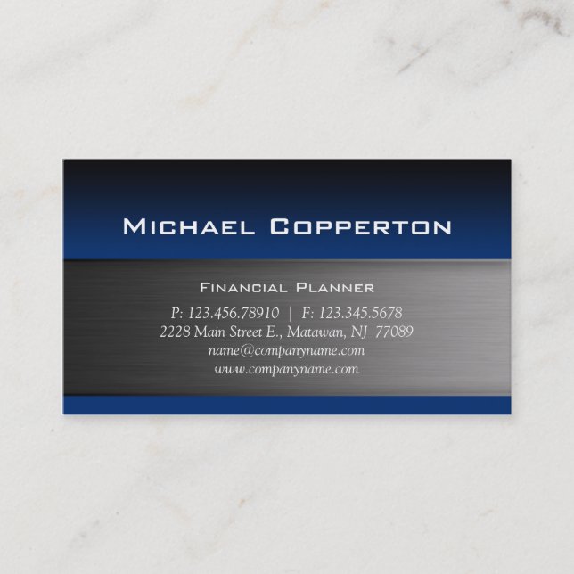 Metal Business Card Blue Header (Front)