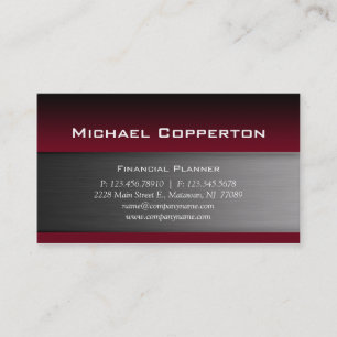 Metal Business Card Burgundy Red Header