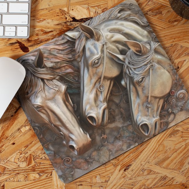 Metal Carved Look Horse Portrait  Mouse Pad (Creator Uploaded)