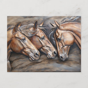 Metal Carved Look Horse Portrait  Postcard