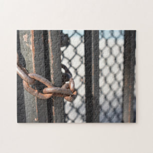 Metal Chain Link Fence Original NYC Photograph Jigsaw Puzzle