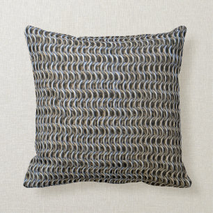 metal chain mail armor medieval knight fighter his cushion