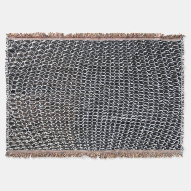 metal chain mail armour mediaeval knight fighter throw blanket (Front)
